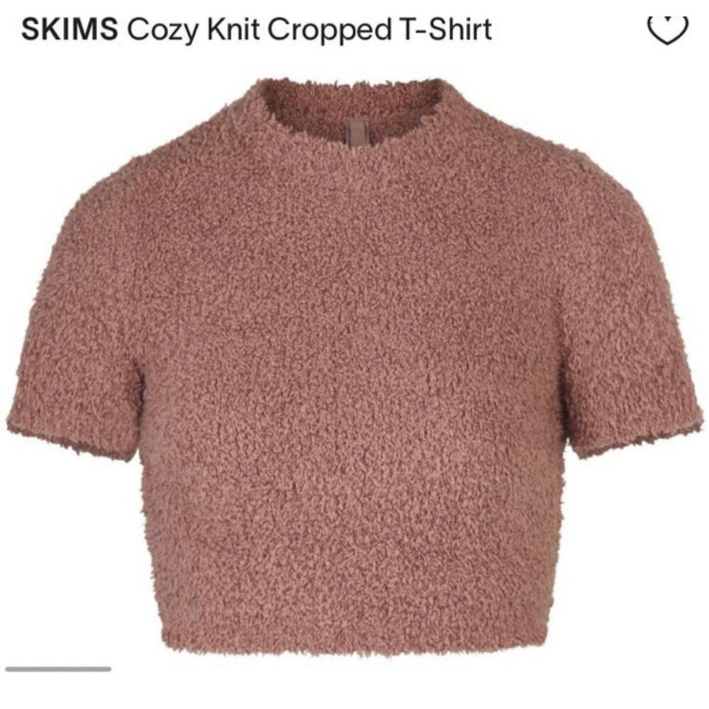 Skims Cozy Knit Cropped T-shirt Desert Clay